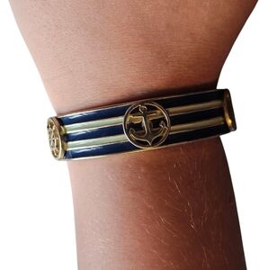 Nautical Blue‎ and Gold Toggle Bracelet